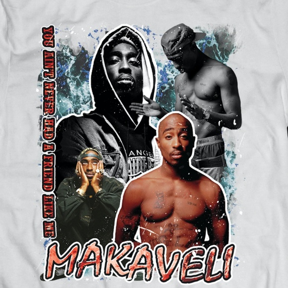 Tupac Makaveli White Rap Tee - Picture 2 of 2